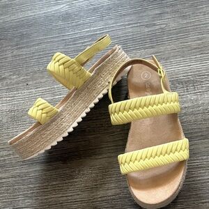 Yellow Braided Platform Sandals